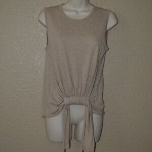 NWOT $225 Sz S White + Warren Tan Sleeveless Sweater Top Blouse